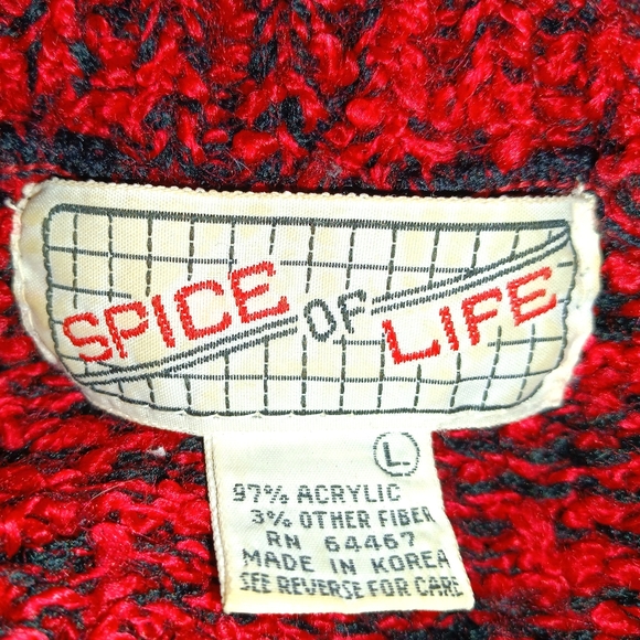 Vintage 80s Spice of Life Womens Cherry Red  Chunky Fuzzy Knitted Sweater Size L - Picture 9 of 11